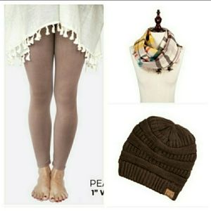 Fall Winter C.C. Beanie Scarf Leggings Bun…